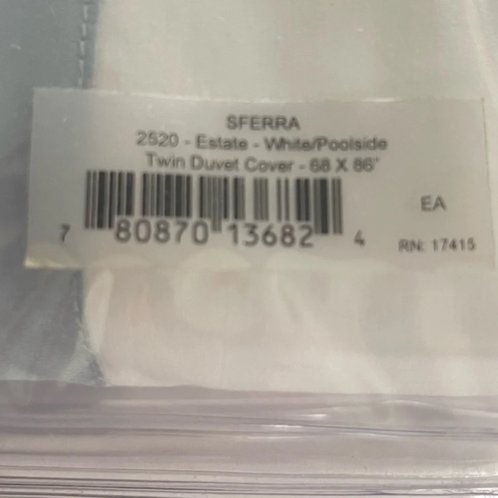 Sferra Estate White/Poolside Twin Duvet Cover New in Package